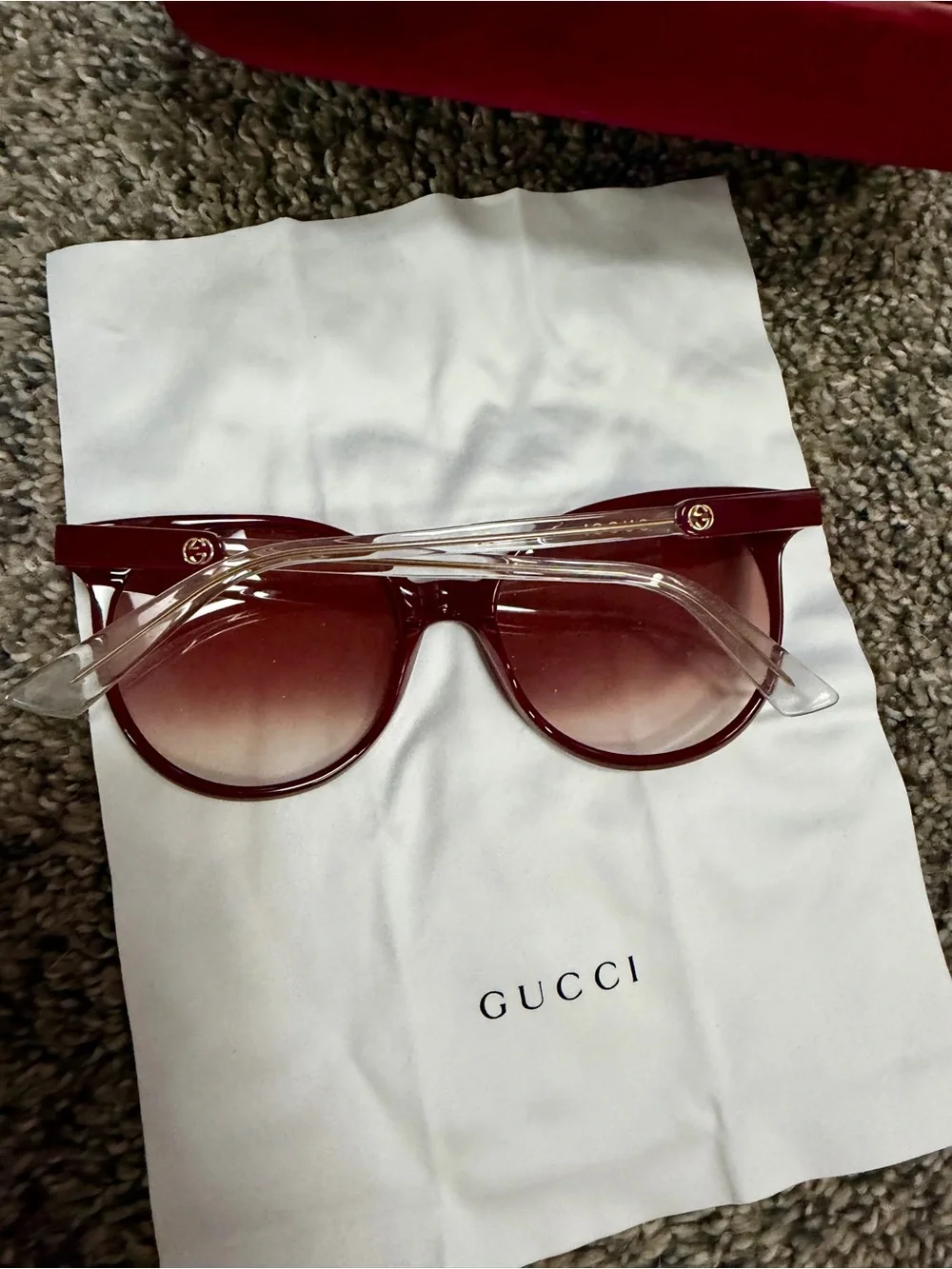 Gucci Women's Oxblood Gradient Round Sunglasses